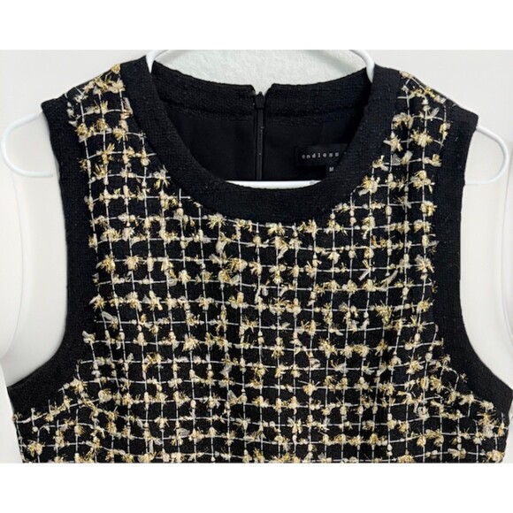 Endless Rose Women Tweed Metallic Gold Fringe Mini Dress White Small Sz Med NWOT - Picture 2 of 11